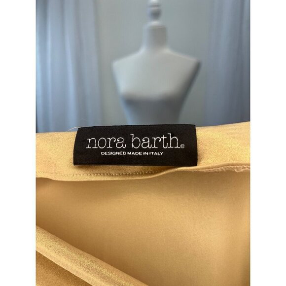 Nora Barth One Piece Long Sleeve Blouse liquid fabric Metallic Sheen Gold Size 4 - Picture 5 of 9